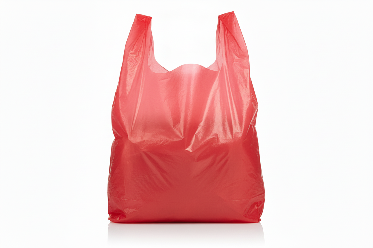 11 x 6.5 x 21" T-Shirt Bags Large Red 13 Micron
