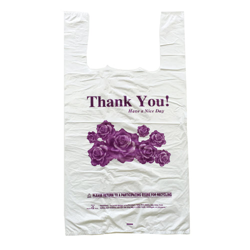 12 x 7 x 22" Large T-Shirt Bags - Purple Rose - 18 Micron