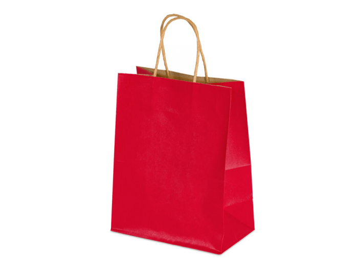 8 x 4.75 x 10.5" Colored Paper Shopping Bags 100/cs