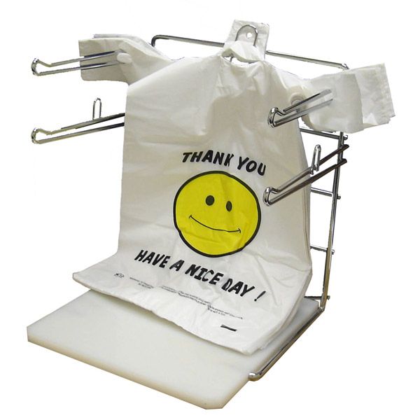 13 x 7 x 23" T-Shirt Bags Large "Smiley Face" White