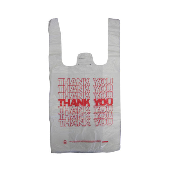 8 x 4 x 16" T-Shirt Bags Small White "Thank You"