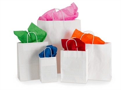 16 x 6 x 12" White Paper Shopping Bags 250/cs
