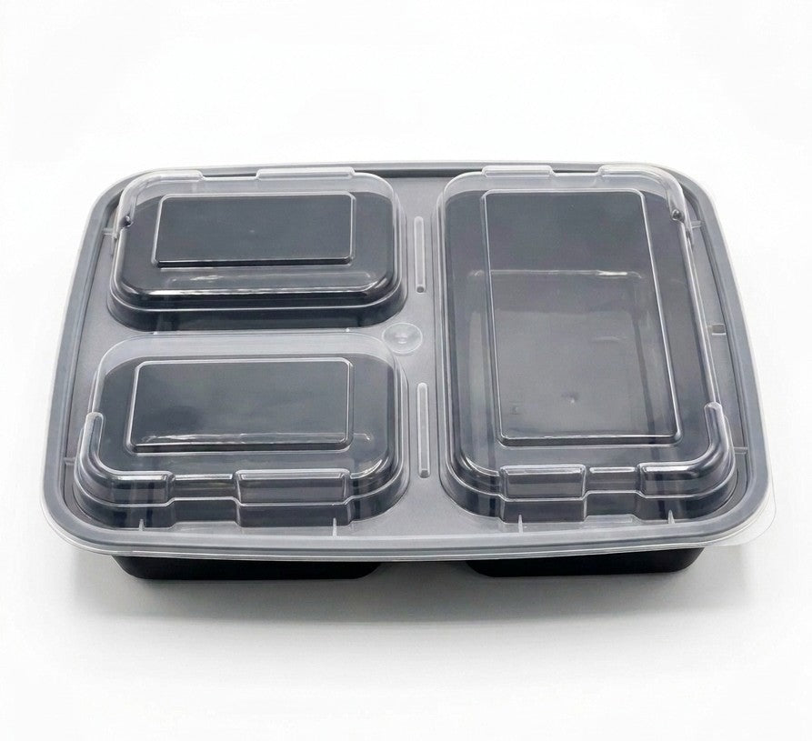 32oz To-Go Container with lids 150/cs (3 Compartments)