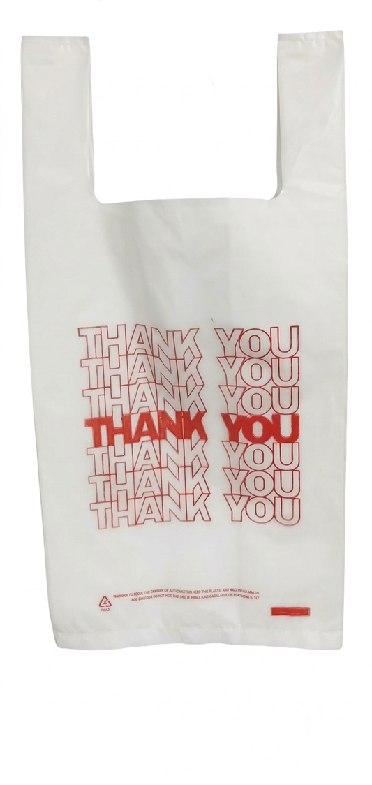 6 x 4 x 15" T-Shirt Bags X Small White "Thank You"