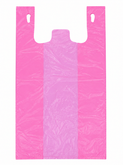 11 x 6.5 x 21" T-Shirt Bags Large Pink 13 Micron