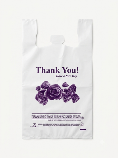 12 x 7 x 22" Large T-Shirt Bags - Purple Rose - 18 Micron