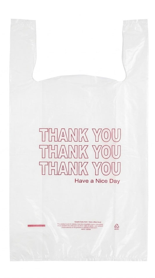 15 x 7 x 26" T-Shirt Bags Extra Large White "Thank you"