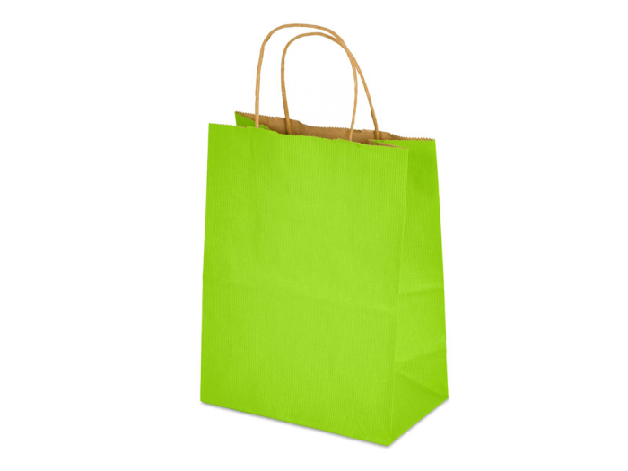8 x 4.75 x 10.5" Colored Paper Shopping Bags 100/cs