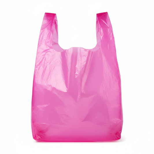 11 x 6.5 x 21" T-Shirt Bags Large Pink 13 Micron