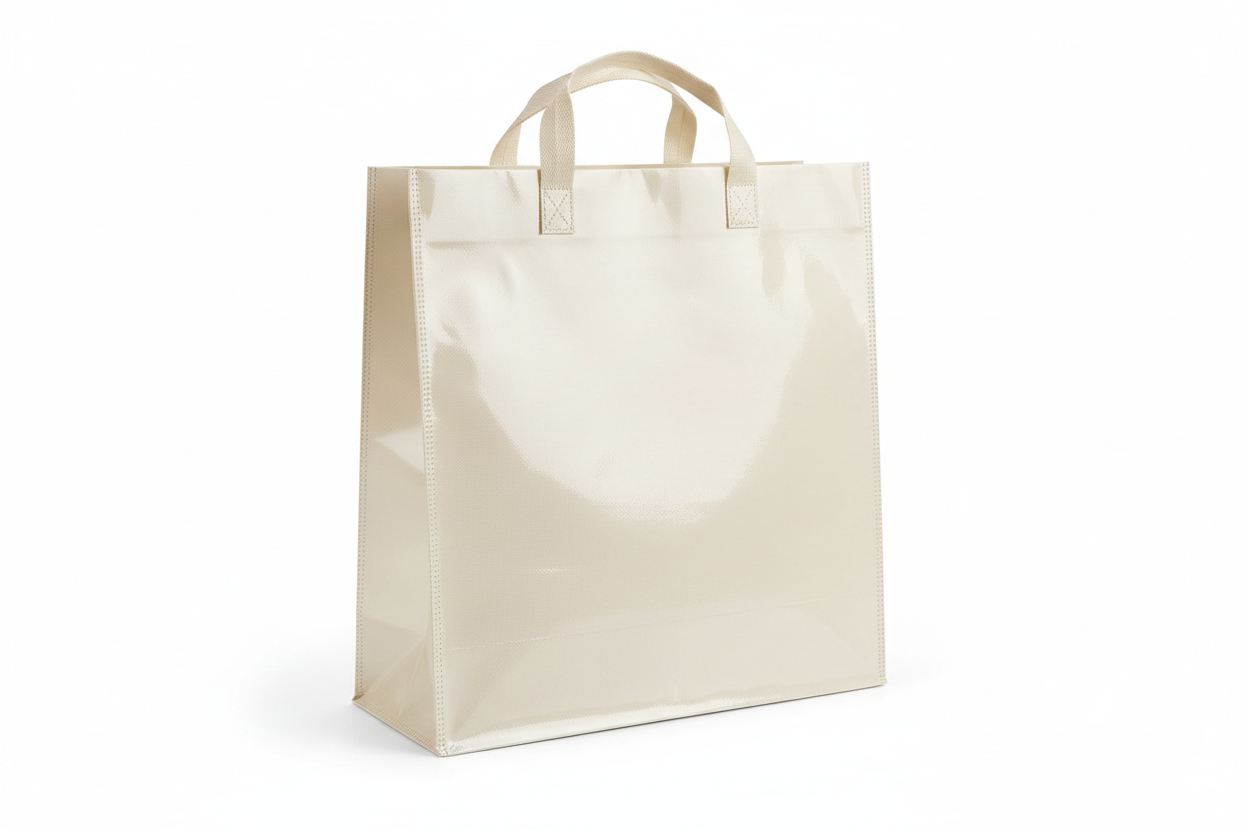Ivory colored laminated non-woven bag