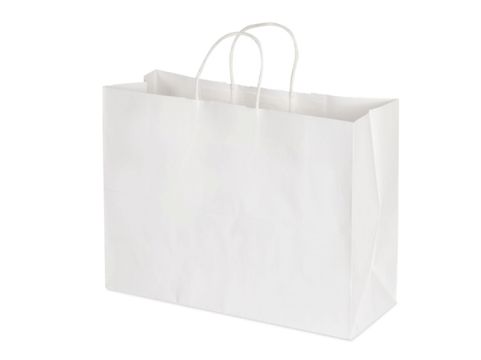 16 x 6 x 12" White Paper Shopping Bags 250/cs