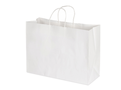 16 x 6 x 12" White Paper Shopping Bags 250/cs