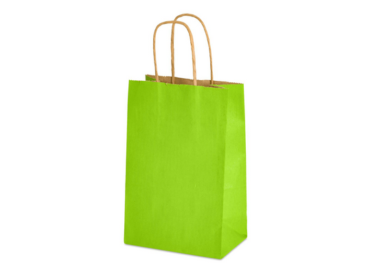 5.25 x 3.5 x 8.25 Colored Paper Shopping Bags 250/cs - Apple Green