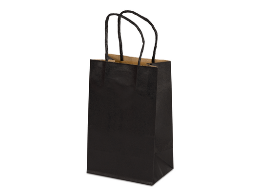 5.25 x 3.5 x 8.25 Colored Paper Shopping Bags 250/cs - Black Gloss