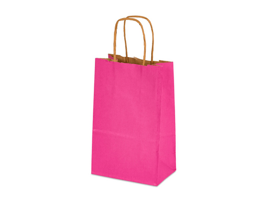 5.25 x 3.5 x 8.25 Colored Paper Shopping Bags 250/cs - Pink