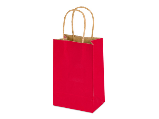 5.25 x 3.5 x 8.25 Colored Paper Shopping Bags 250/cs - Red