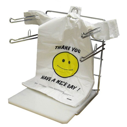 13 x 7 x 23" T-Shirt Bags Large "Smiley Face" White