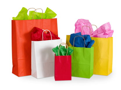 16 x 6 x 12" Colored Paper Shopping Bags 100/cs