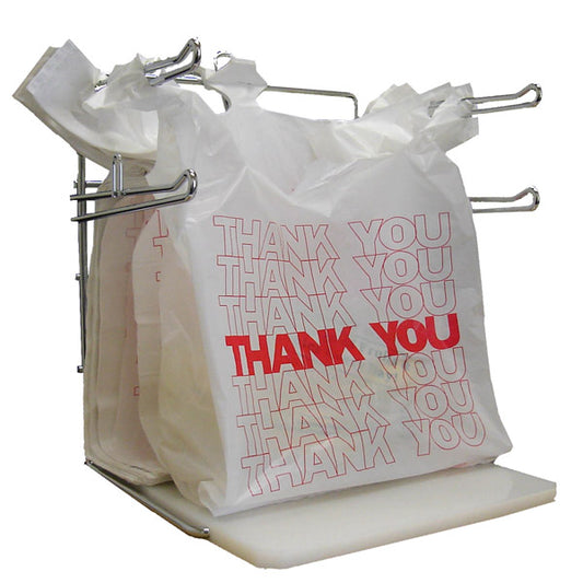 11 x 6.5 x 21" T-Shirt Bags Large "Thank You" White 13 Micron