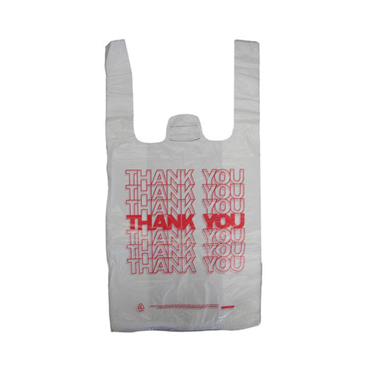 6 x 4 x 15" T-Shirt Bags X Small White "Thank You"