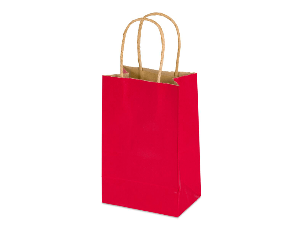 5.25 x 3.5 x 8.25 Colored Paper Shopping Bags 250/cs